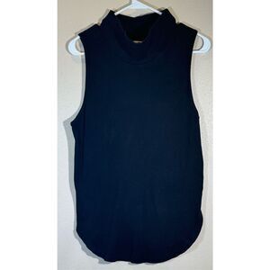 Free People Black Mock High Neck Distressed Sleeveless Top Women's Small